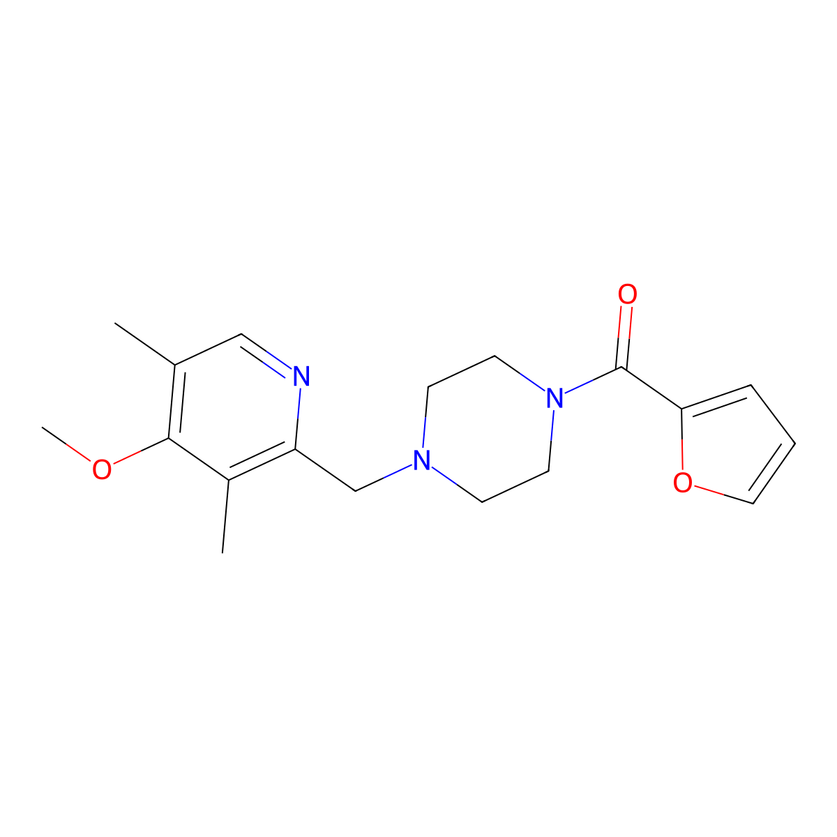 1-(Furan-2-carbonyl)-4-[(4-methoxy-3,5-dimethylpyridin-2-yl)methyl]piperazine molecular structure, CAS 3030827-79-0