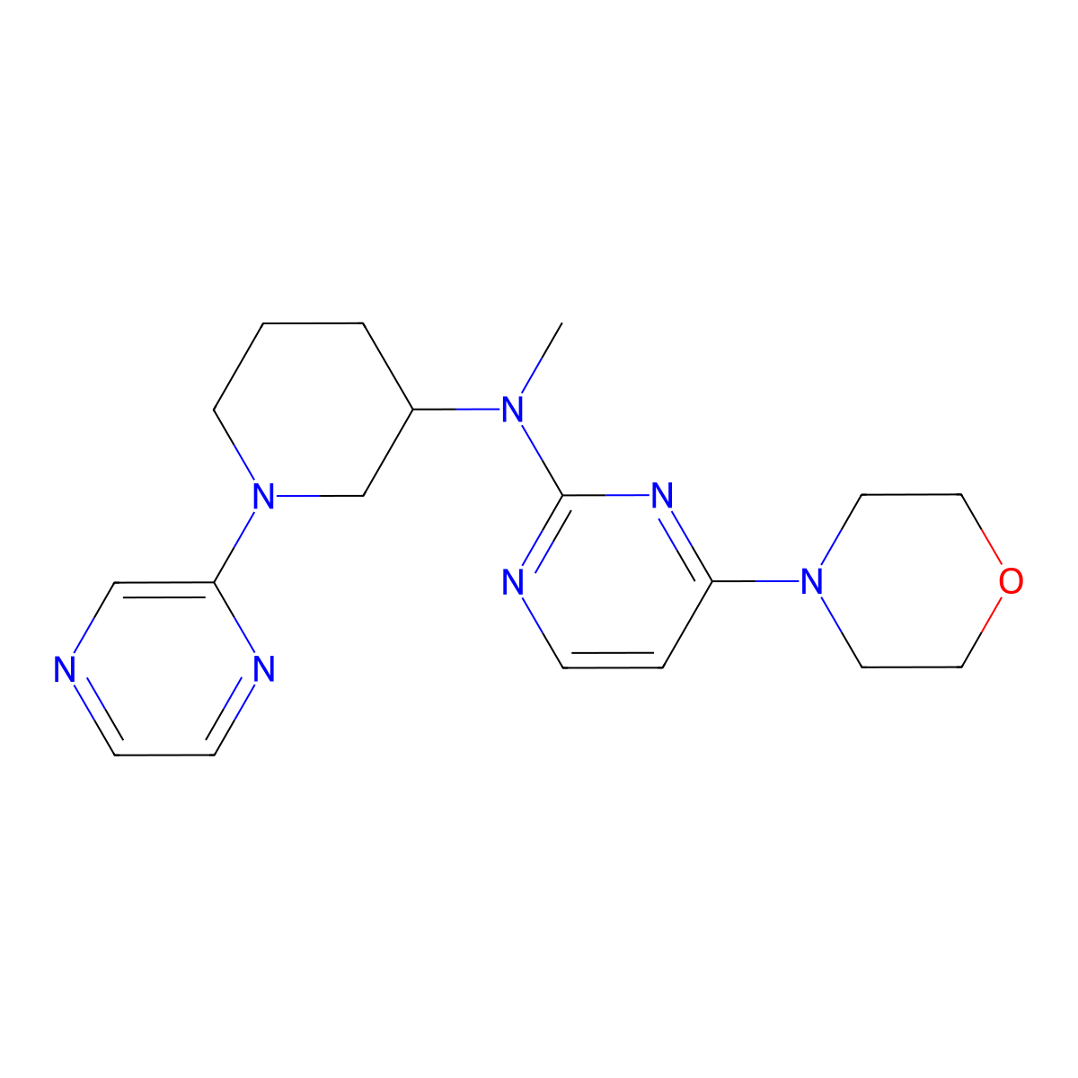 N-methyl-4-(morpholin-4-yl)-N-[1-(pyrazin-2-yl)piperidin-3-yl]pyrimidin-2-amine molecular structure, CAS 3030827-81-4