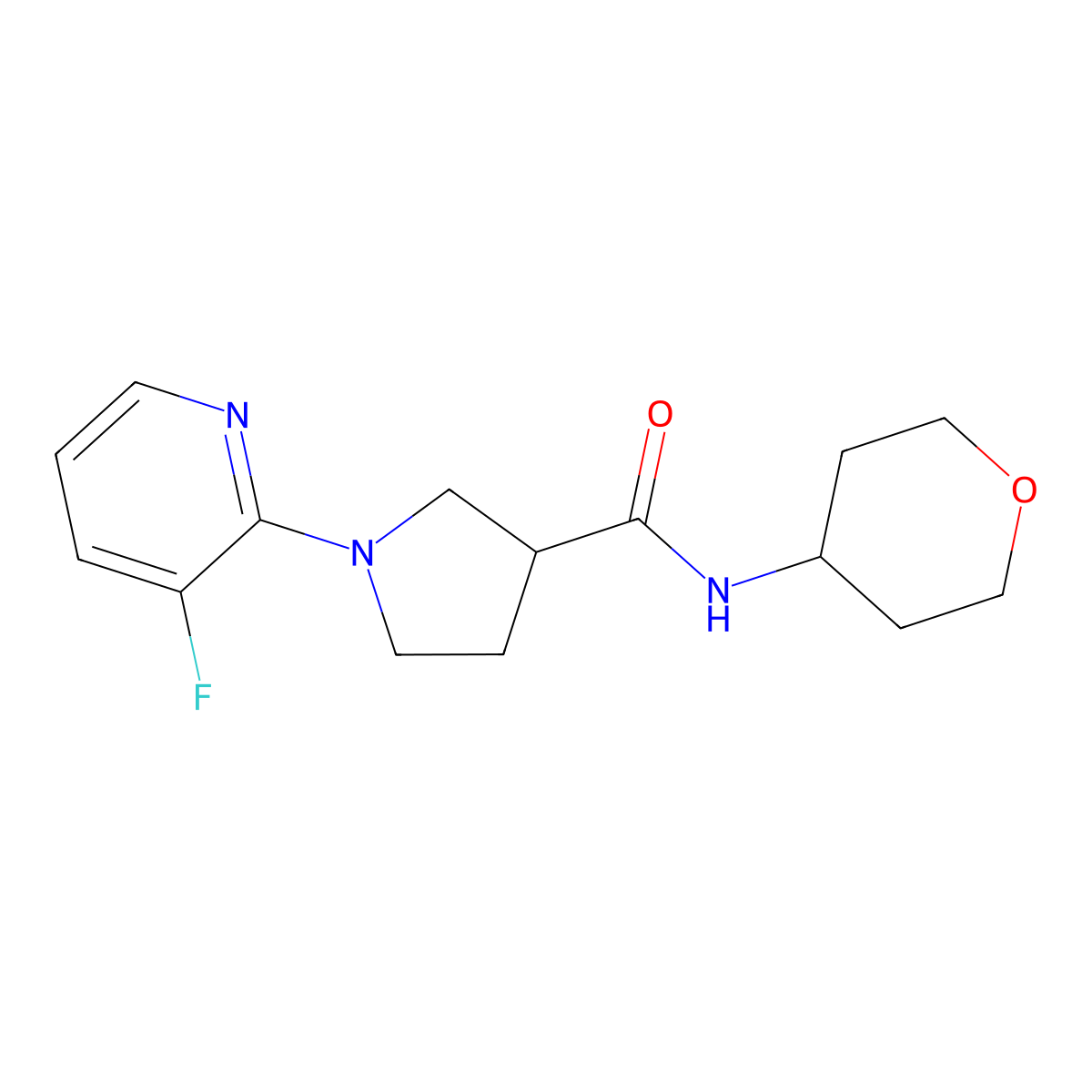 1-(3-fluoropyridin-2-yl)-N-(oxan-4-yl)pyrrolidine-3-carboxamide molecular structure, CAS 3030827-83-6