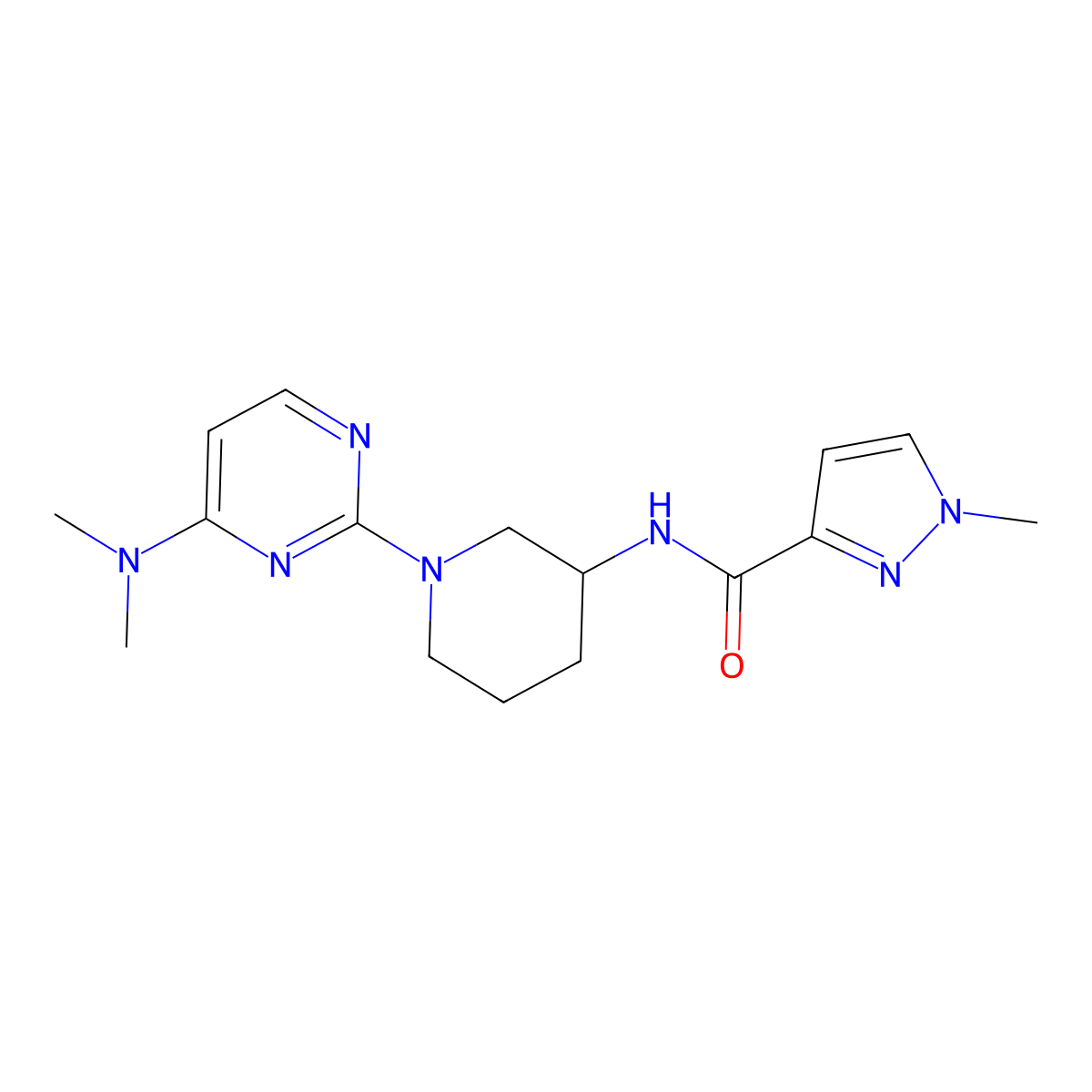 N-{1-[4-(dimethylamino)pyrimidin-2-yl]piperidin-3-yl}-1-methyl-1H-pyrazole-3-carboxamide molecular structure, CAS 3030827-90-5