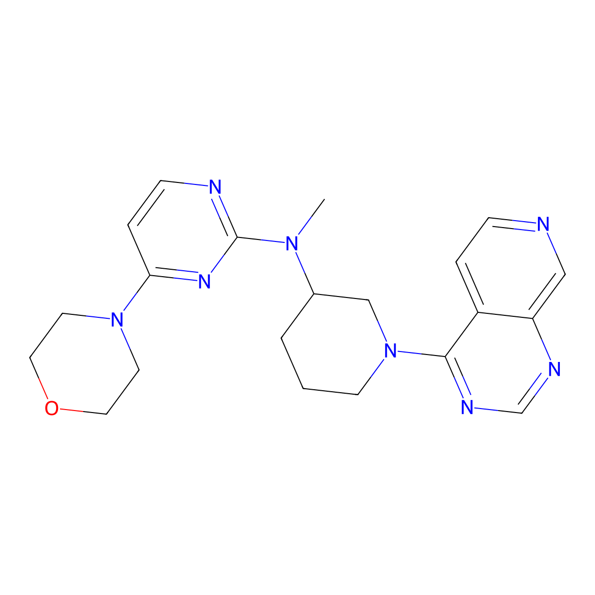 N-methyl-4-(morpholin-4-yl)-N-(1-{pyrido[3,4-d]pyrimidin-4-yl}piperidin-3-yl)pyrimidin-2-amine molecular structure, CAS 3030827-95-0
