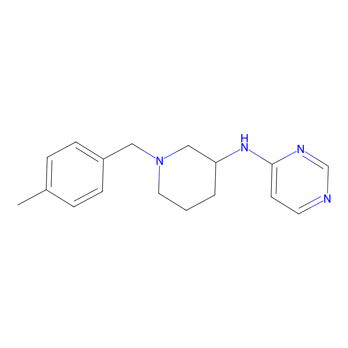 N-{1-[(4-methylphenyl)methyl]piperidin-3-yl}pyrimidin-4-amine molecular structure, CAS 3030828-01-1