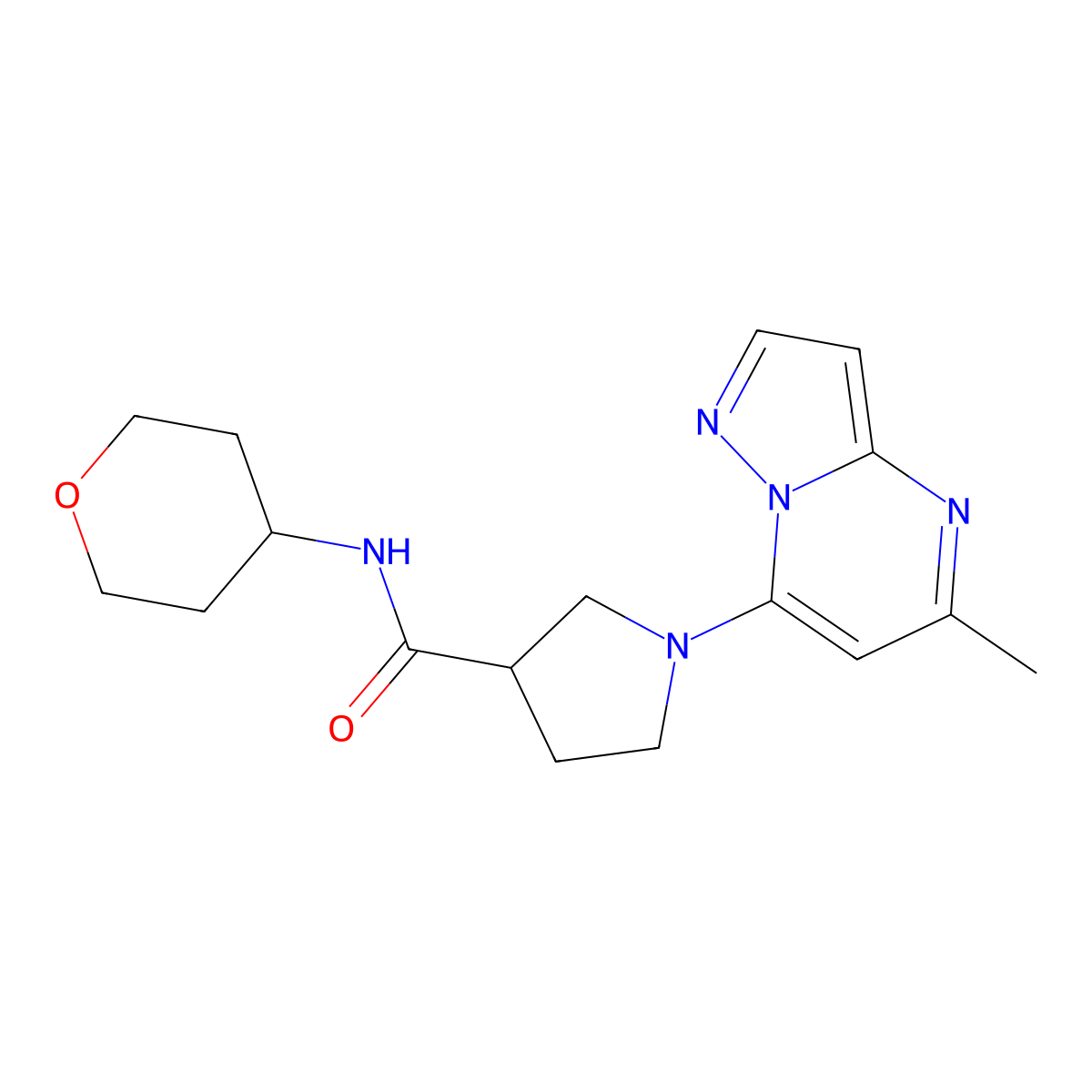 1-{5-methylpyrazolo[1,5-a]pyrimidin-7-yl}-N-(oxan-4-yl)pyrrolidine-3-carboxamide molecular structure, CAS 3030828-07-7