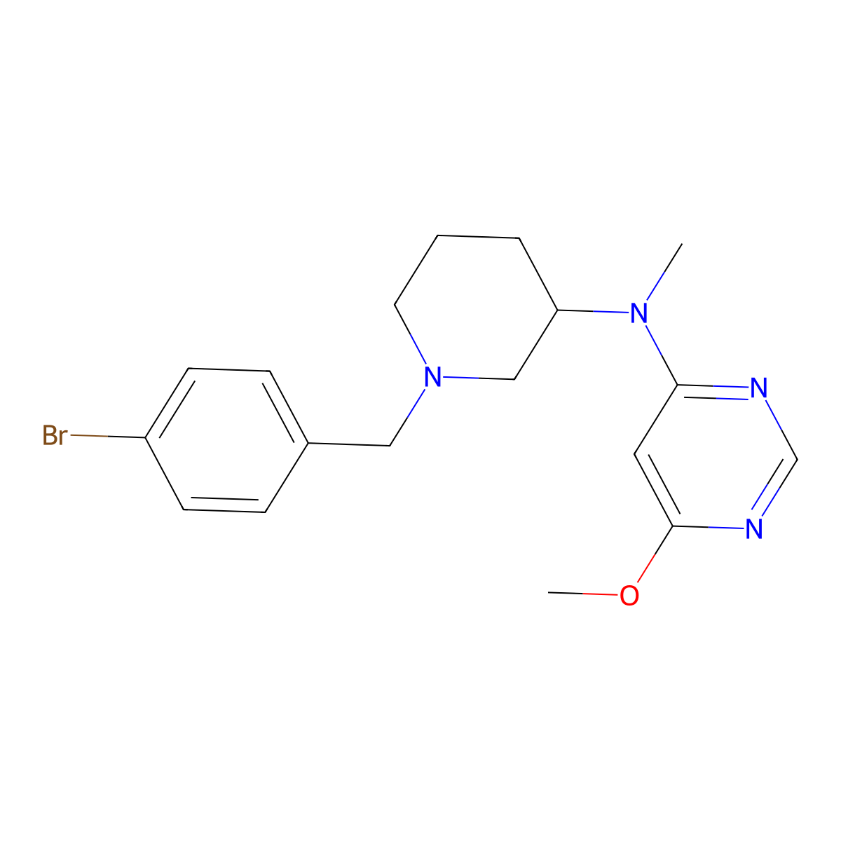 N-{1-[(4-bromophenyl)methyl]piperidin-3-yl}-6-methoxy-N-methylpyrimidin-4-amine molecular structure, CAS 3030828-20-4