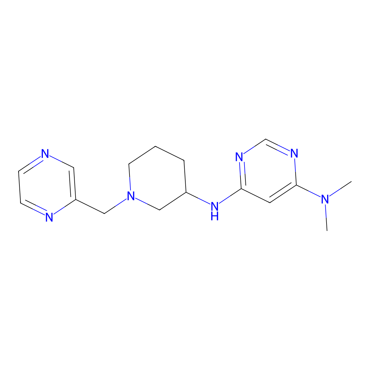 N4,N4-dimethyl-N6-{1-[(pyrazin-2-yl)methyl]piperidin-3-yl}pyrimidine-4,6-diamine molecular structure, CAS 3030828-21-5