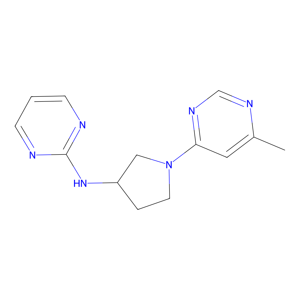 N-[1-(6-methylpyrimidin-4-yl)pyrrolidin-3-yl]pyrimidin-2-amine molecular structure, CAS 3030828-25-9