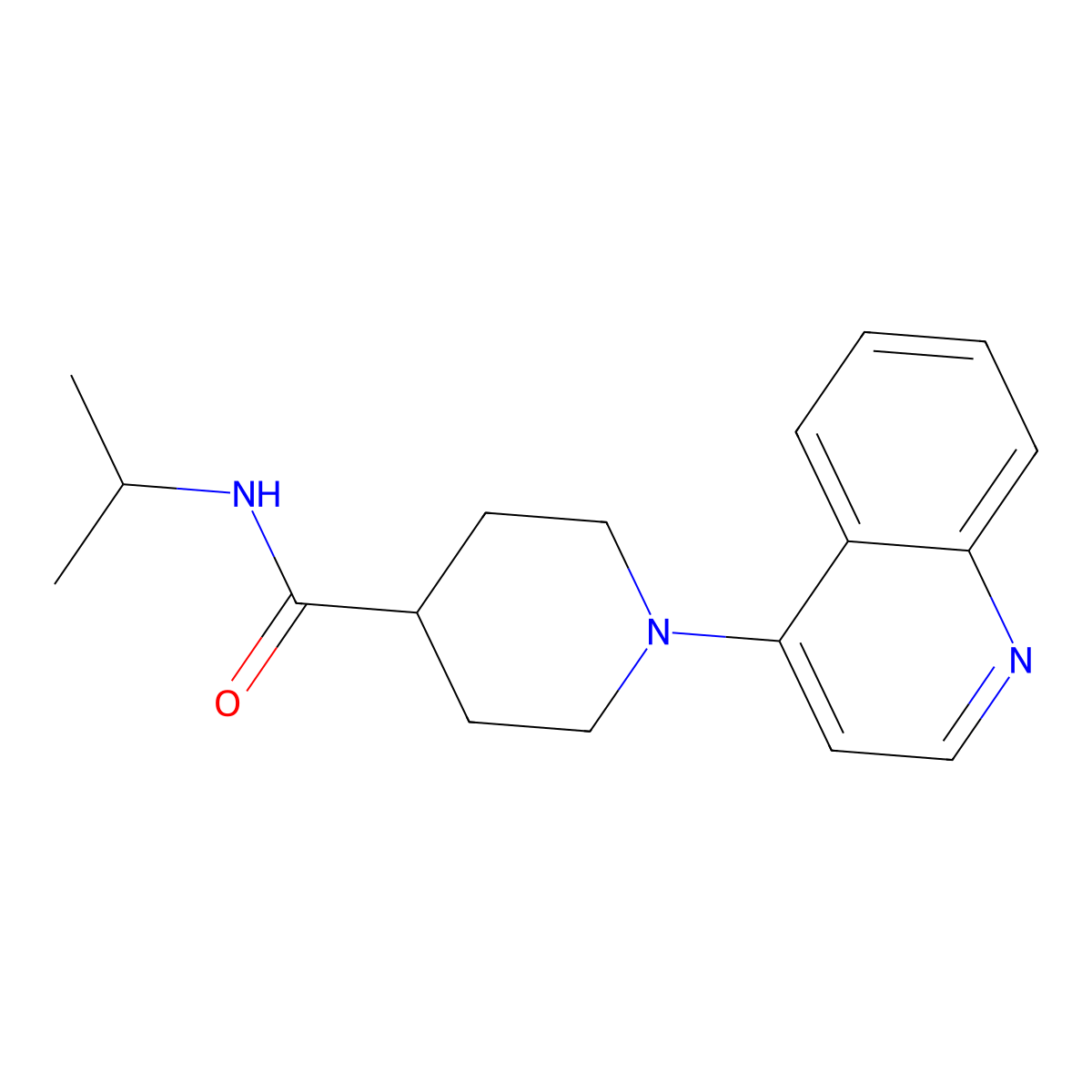 N-(propan-2-yl)-1-(quinolin-4-yl)piperidine-4-carboxamide molecular structure, CAS 3030828-28-2