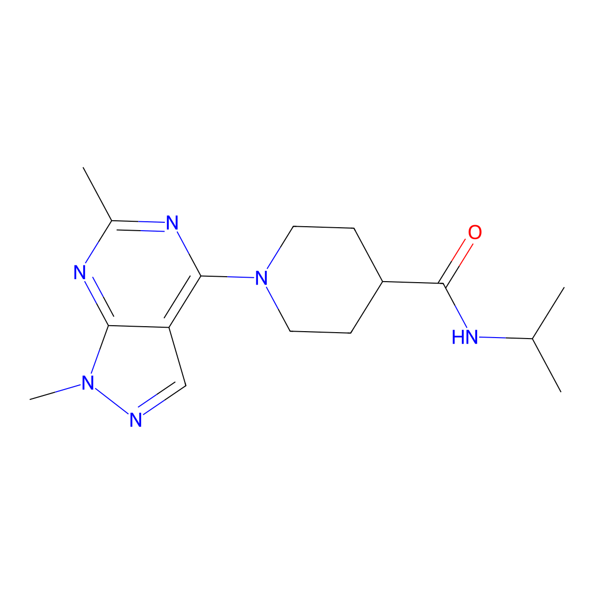1-{1,6-dimethyl-1H-pyrazolo[3,4-d]pyrimidin-4-yl}-N-(propan-2-yl)piperidine-4-carboxamide molecular structure, CAS 3030828-30-6