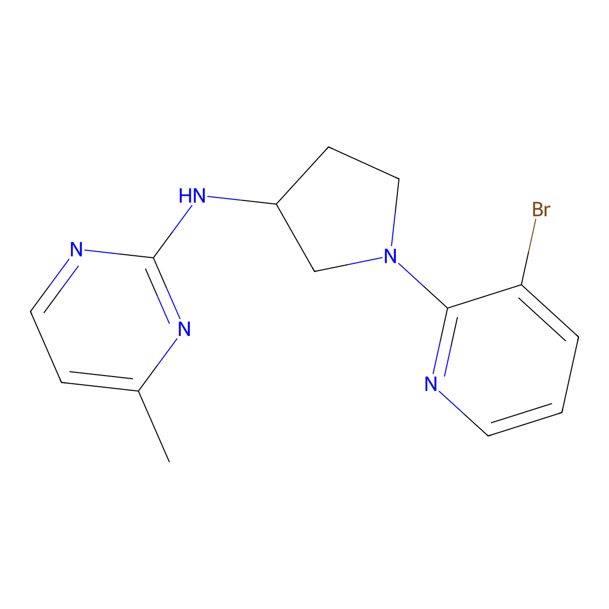 N-[1-(3-bromopyridin-2-yl)pyrrolidin-3-yl]-4-methylpyrimidin-2-amine molecular structure, CAS 3030828-31-7
