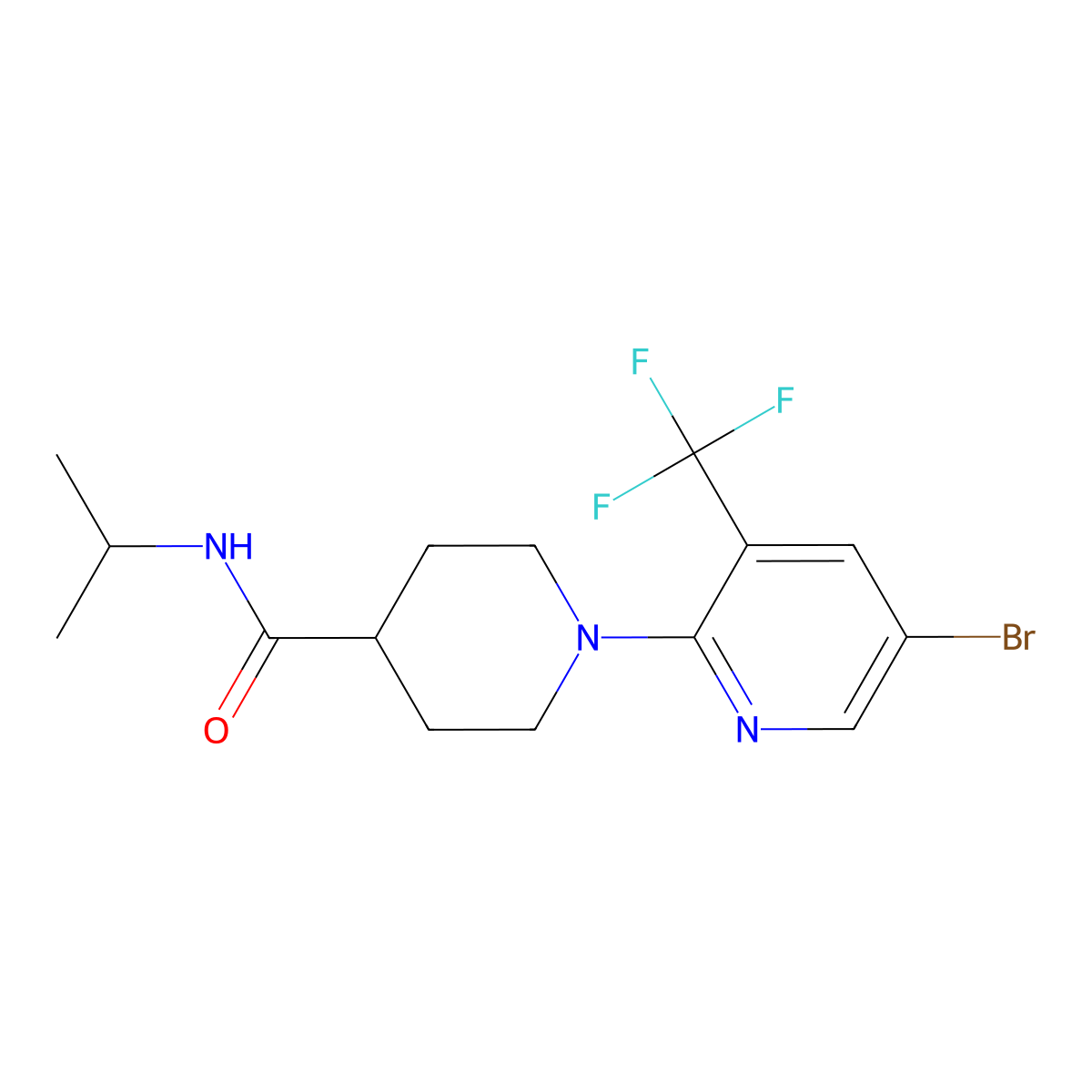 1-[5-bromo-3-(trifluoromethyl)pyridin-2-yl]-N-(propan-2-yl)piperidine-4-carboxamide molecular structure, CAS 3030828-35-1