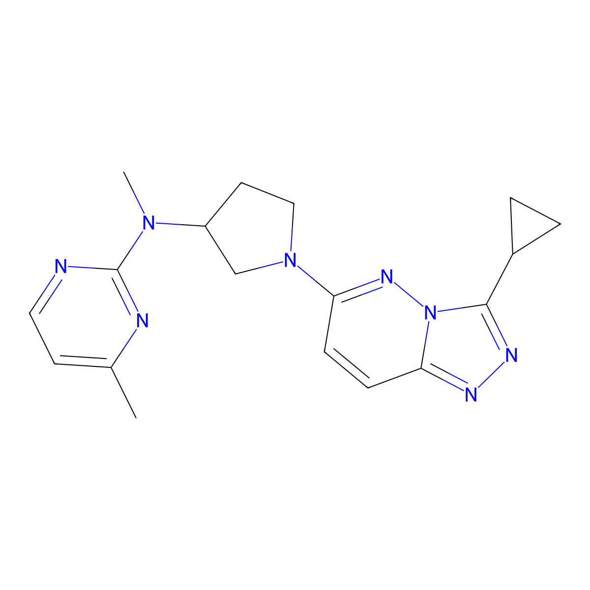 N-(1-{3-cyclopropyl-[1,2,4]triazolo[4,3-b]pyridazin-6-yl}pyrrolidin-3-yl)-N,4-dimethylpyrimidin-2-amine molecular structure, CAS 3030828-36-2