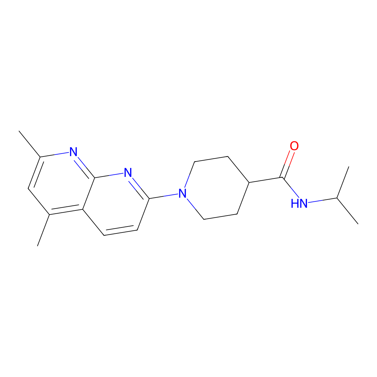 1-(5,7-dimethyl-1,8-naphthyridin-2-yl)-N-(propan-2-yl)piperidine-4-carboxamide molecular structure, CAS 3030828-41-9