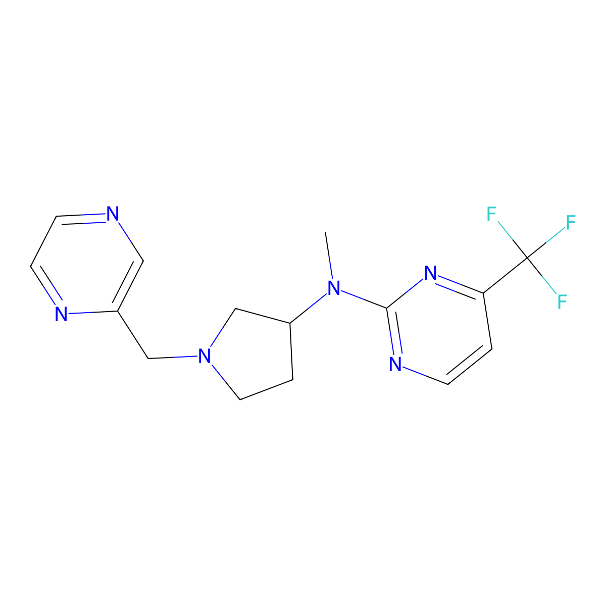 N-methyl-N-{1-[(pyrazin-2-yl)methyl]pyrrolidin-3-yl}-4-(trifluoromethyl)pyrimidin-2-amine molecular structure, CAS 3030828-47-5