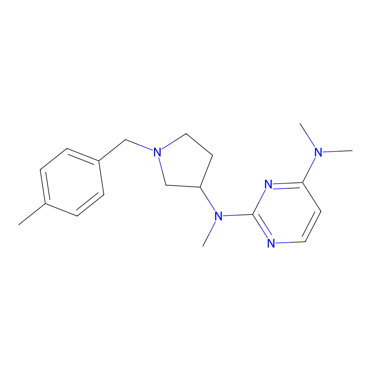 N2,N4,N4-trimethyl-N2-{1-[(4-methylphenyl)methyl]pyrrolidin-3-yl}pyrimidine-2,4-diamine molecular structure, CAS 3030828-55-5