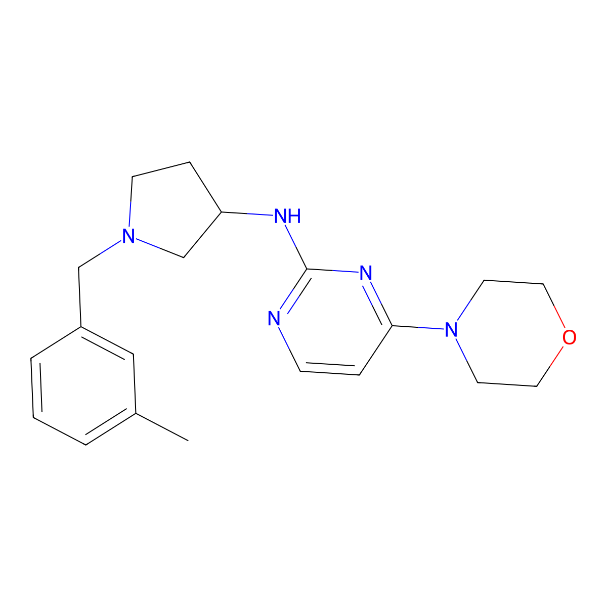 N-{1-[(3-methylphenyl)methyl]pyrrolidin-3-yl}-4-(morpholin-4-yl)pyrimidin-2-amine molecular structure, CAS 3030828-65-7