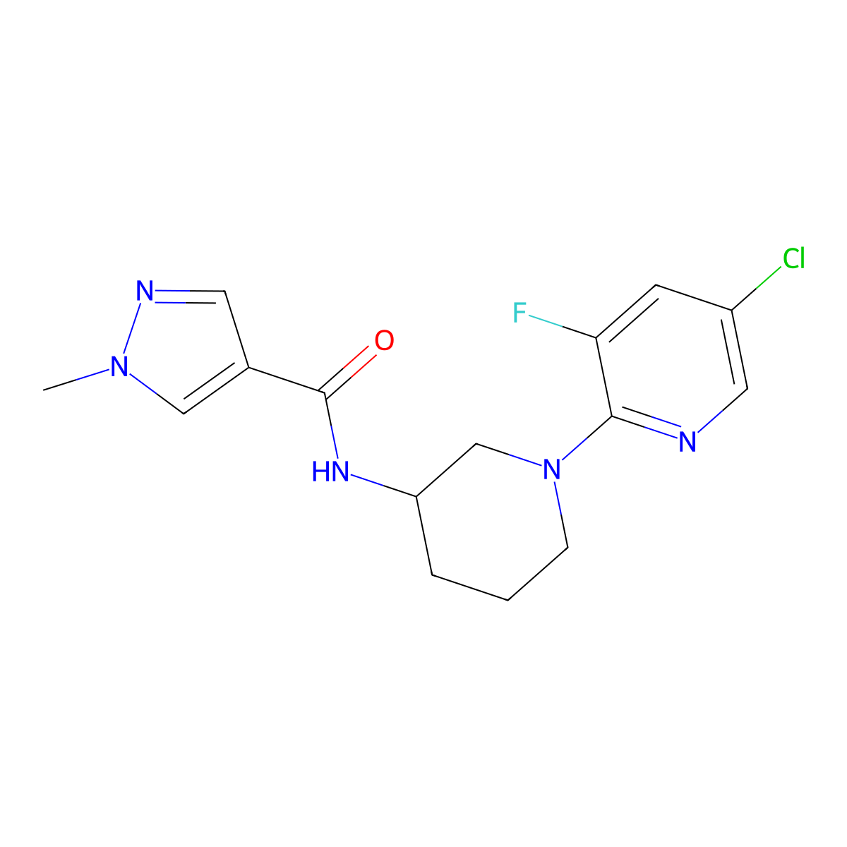 N-[1-(5-chloro-3-fluoropyridin-2-yl)piperidin-3-yl]-1-methyl-1H-pyrazole-4-carboxamide molecular structure, CAS 3030828-70-4