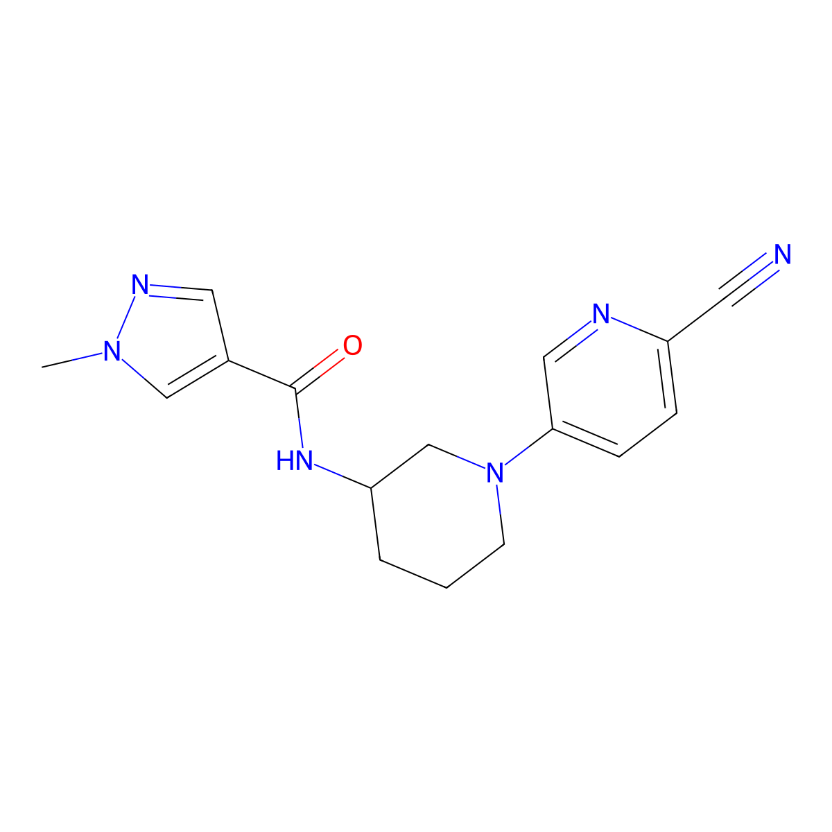 N-[1-(6-cyanopyridin-3-yl)piperidin-3-yl]-1-methyl-1H-pyrazole-4-carboxamide molecular structure, CAS 3030828-75-9