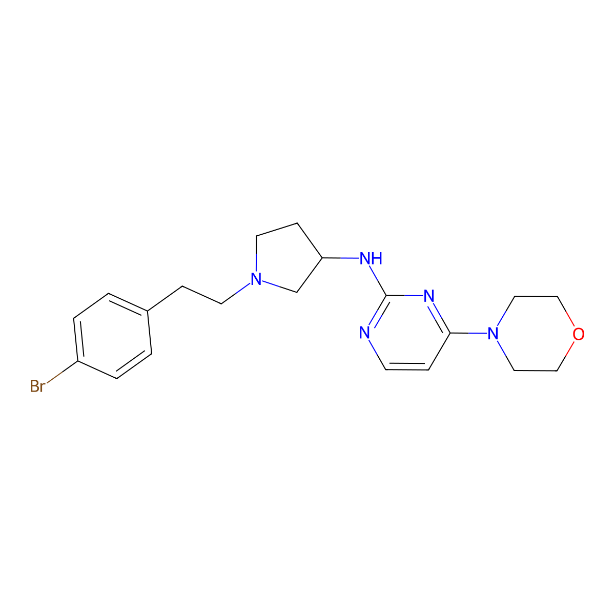 N-{1-[2-(4-bromophenyl)ethyl]pyrrolidin-3-yl}-4-(morpholin-4-yl)pyrimidin-2-amine molecular structure, CAS 3030828-77-1