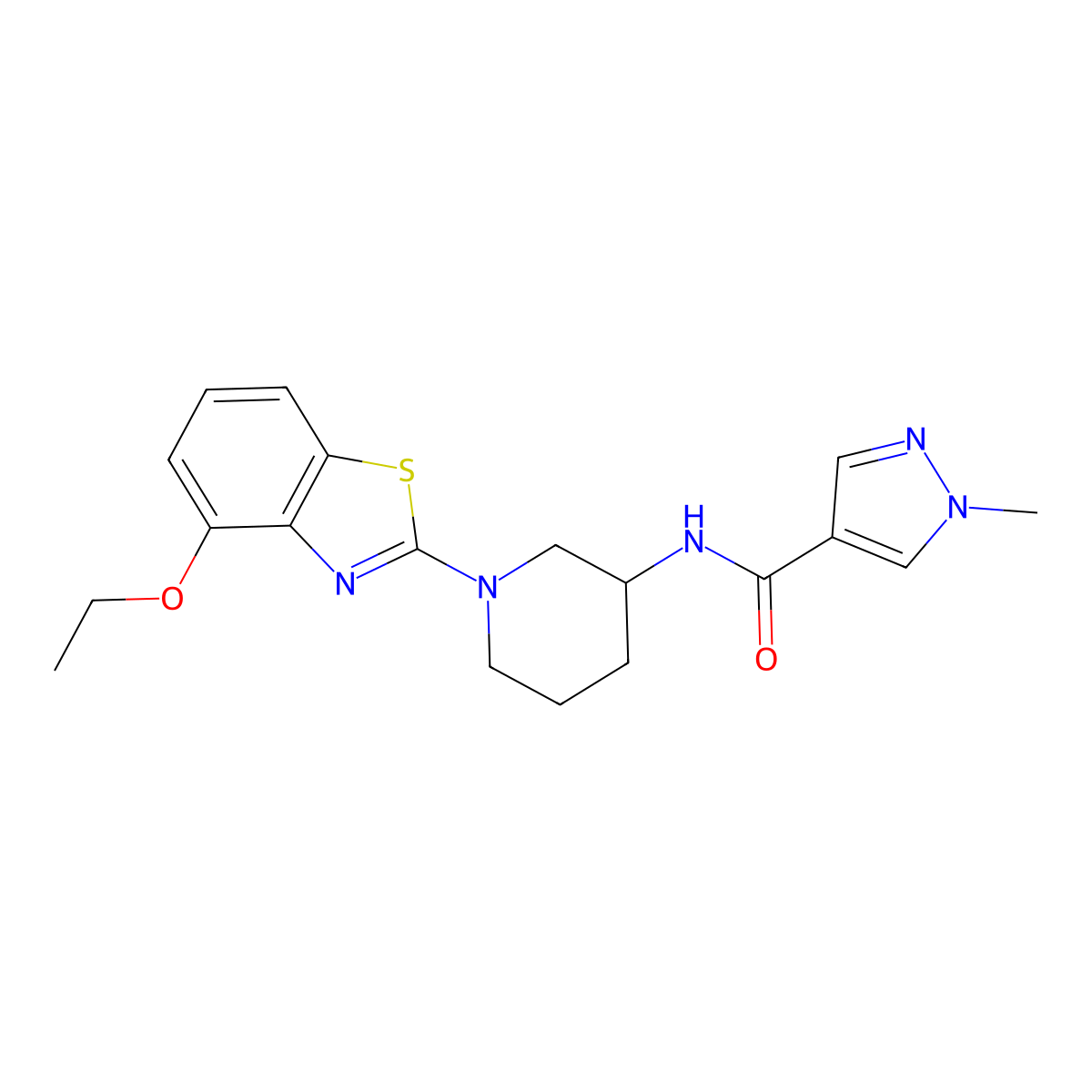 N-[1-(4-ethoxy-1,3-benzothiazol-2-yl)piperidin-3-yl]-1-methyl-1H-pyrazole-4-carboxamide molecular structure, CAS 3030828-78-2