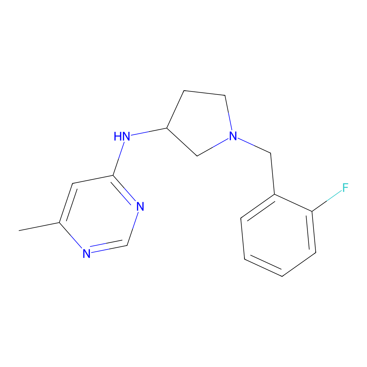 N-{1-[(2-fluorophenyl)methyl]pyrrolidin-3-yl}-6-methylpyrimidin-4-amine molecular structure, CAS 3030828-82-8