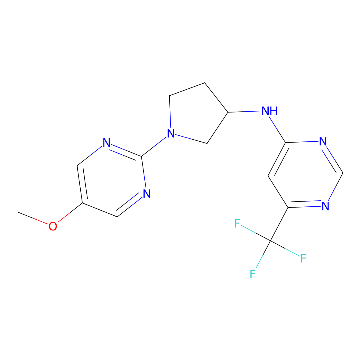 N-[1-(5-methoxypyrimidin-2-yl)pyrrolidin-3-yl]-6-(trifluoromethyl)pyrimidin-4-amine molecular structure, CAS 3030828-85-1