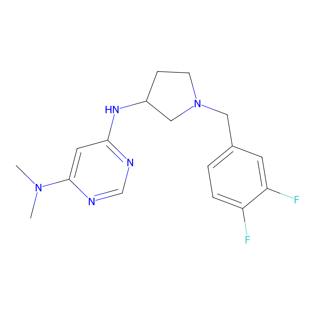 N6-{1-[(3,4-difluorophenyl)methyl]pyrrolidin-3-yl}-N4,N4-dimethylpyrimidine-4,6-diamine molecular structure, CAS 3030828-88-4