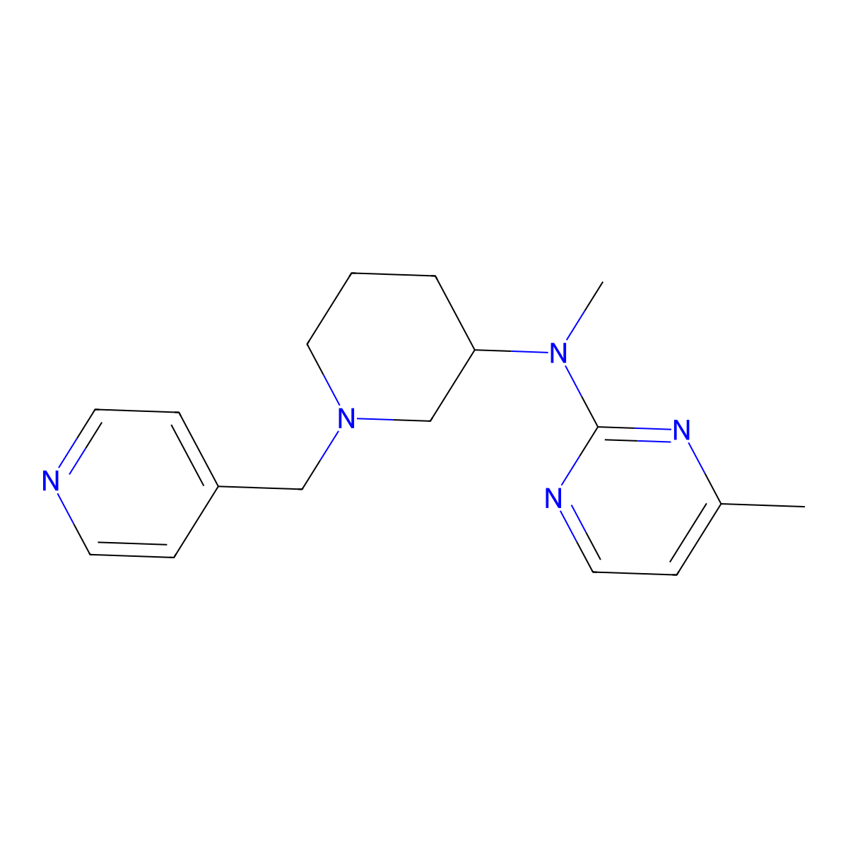 N,4-dimethyl-N-{1-[(pyridin-4-yl)methyl]piperidin-3-yl}pyrimidin-2-amine molecular structure, CAS 3030828-95-3