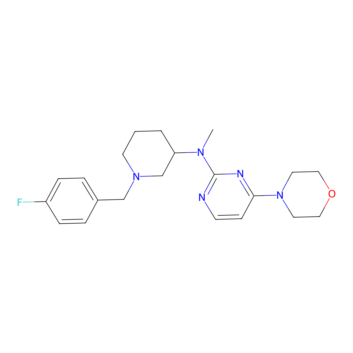 N-{1-[(4-fluorophenyl)methyl]piperidin-3-yl}-N-methyl-4-(morpholin-4-yl)pyrimidin-2-amine molecular structure, CAS 3030829-00-3