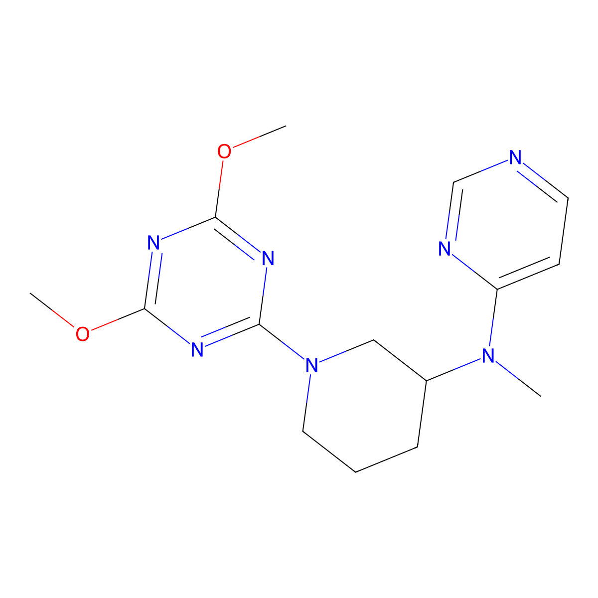 N-[1-(4,6-dimethoxy-1,3,5-triazin-2-yl)piperidin-3-yl]-N-methylpyrimidin-4-amine molecular structure, CAS 3030829-03-6