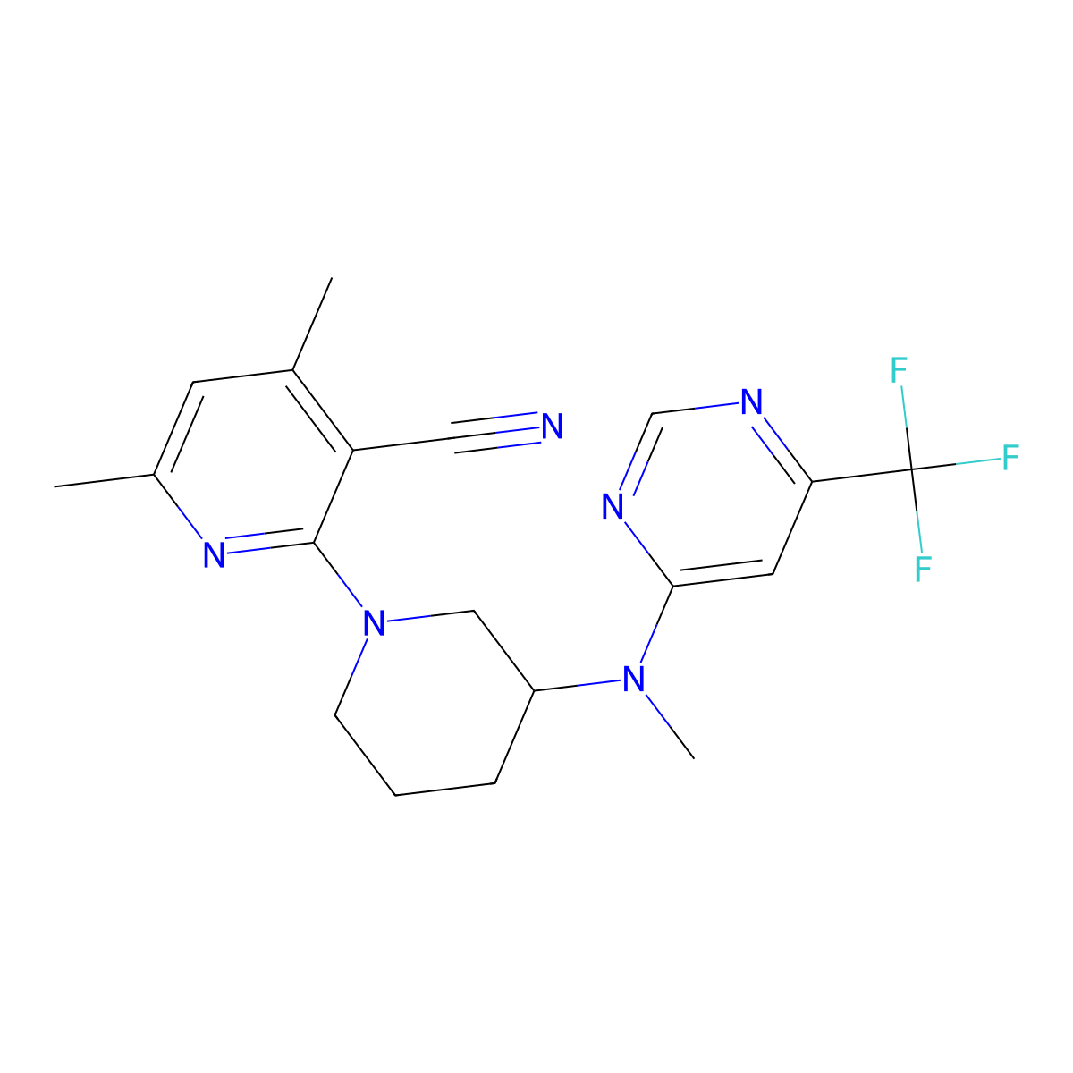 N-cyclopropyl-N-{1-[(5-methyl-1H-pyrazol-4-yl)methyl]piperidin-3-yl}-6-(trifluoromethyl)pyrimidin-4-amine molecular structure, CAS 3030829-12-7
