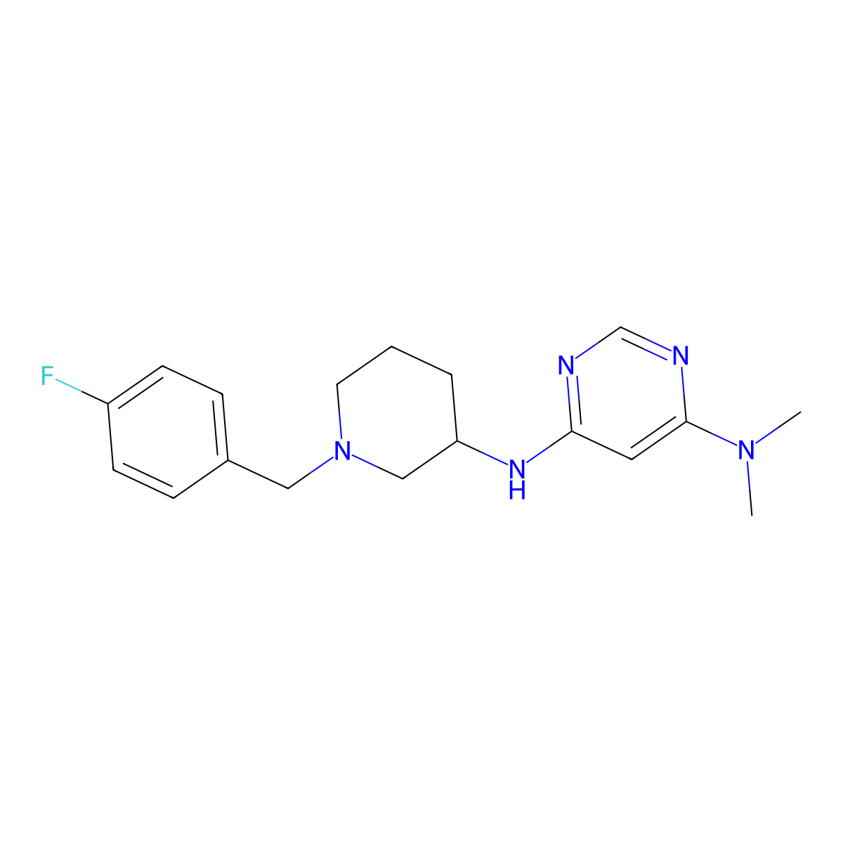 N6-{1-[(4-fluorophenyl)methyl]piperidin-3-yl}-N4,N4-dimethylpyrimidine-4,6-diamine molecular structure, CAS 3030829-14-9
