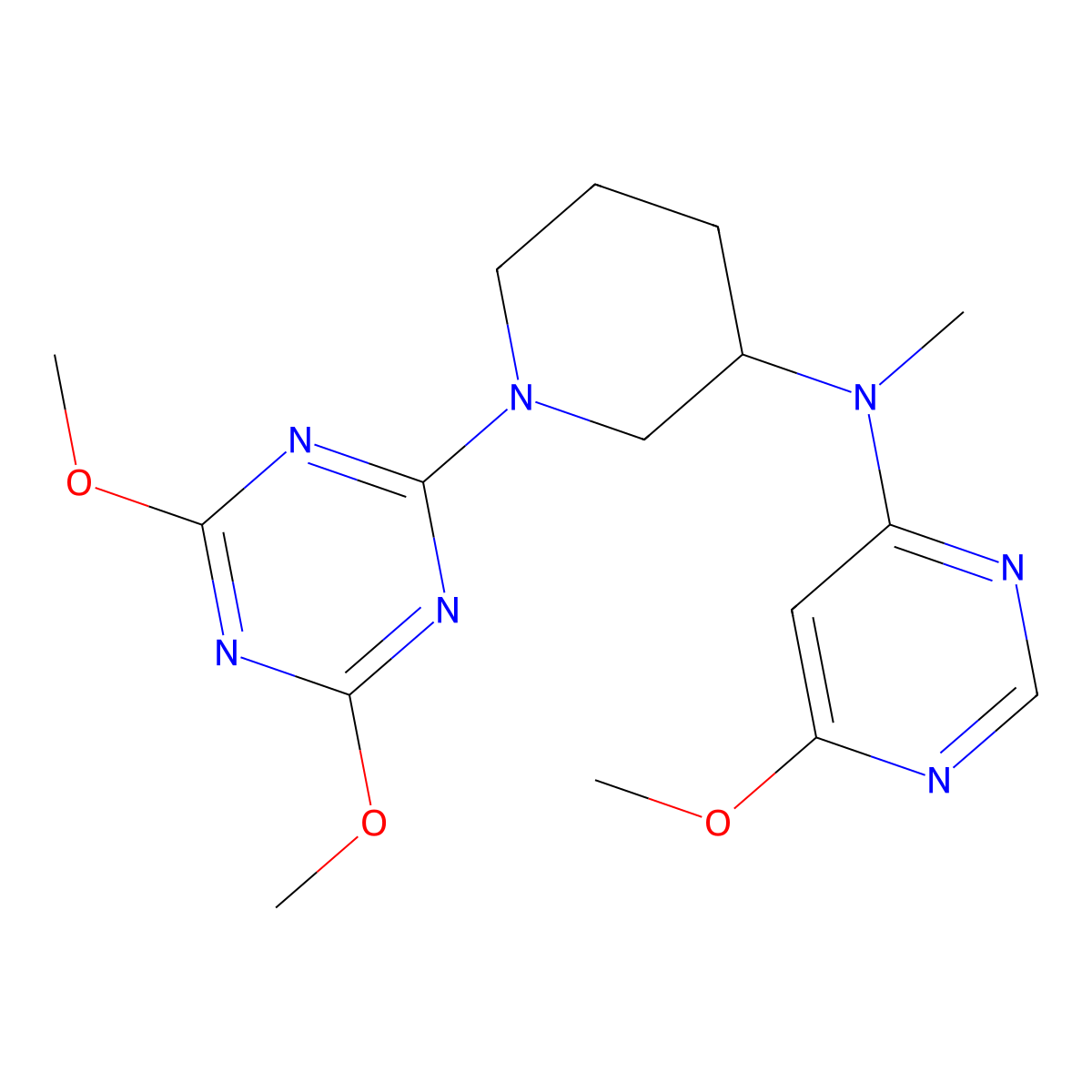 N-[1-(4,6-dimethoxy-1,3,5-triazin-2-yl)piperidin-3-yl]-6-methoxy-N-methylpyrimidin-4-amine molecular structure, CAS 3030829-16-1