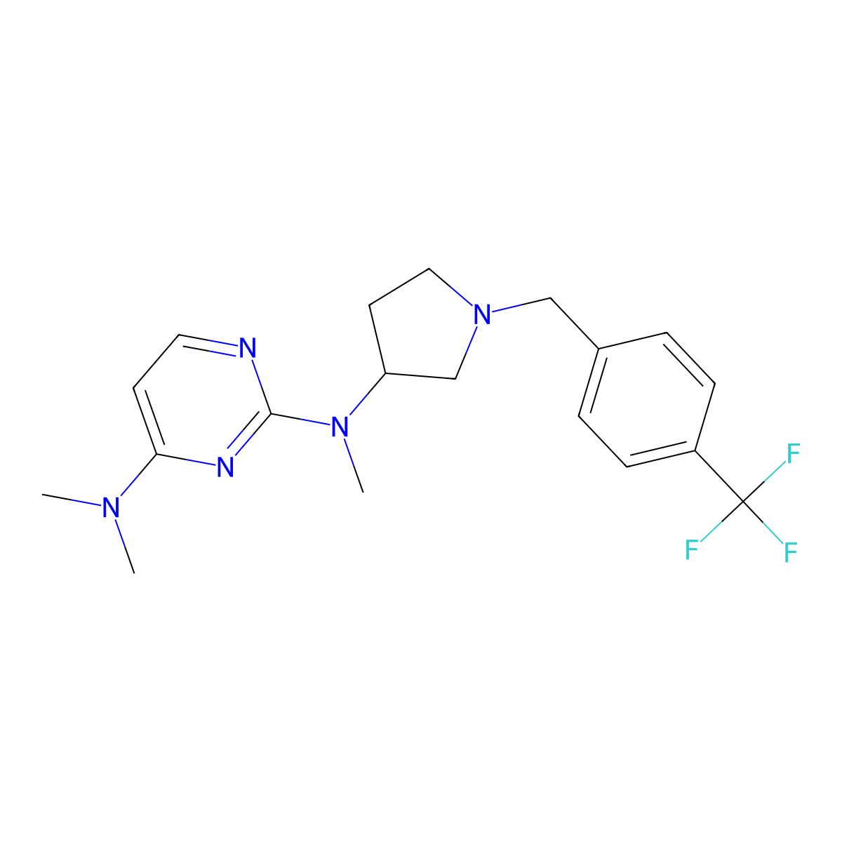 N2,N4,N4-trimethyl-N2-(1-{[4-(trifluoromethyl)phenyl]methyl}pyrrolidin-3-yl)pyrimidine-2,4-diamine molecular structure, CAS 3030829-23-0