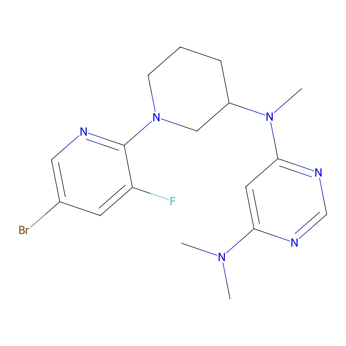 N4-[1-(5-bromo-3-fluoropyridin-2-yl)piperidin-3-yl]-N4,N6,N6-trimethylpyrimidine-4,6-diamine molecular structure, CAS 3030829-24-1