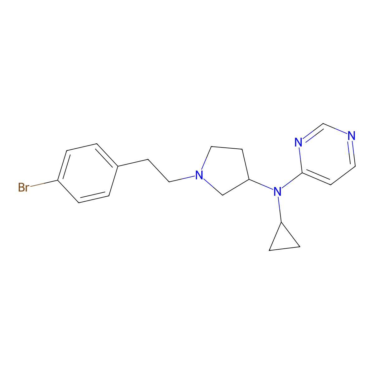 N-{1-[2-(4-bromophenyl)ethyl]pyrrolidin-3-yl}-N-cyclopropylpyrimidin-4-amine molecular structure, CAS 3030829-33-2