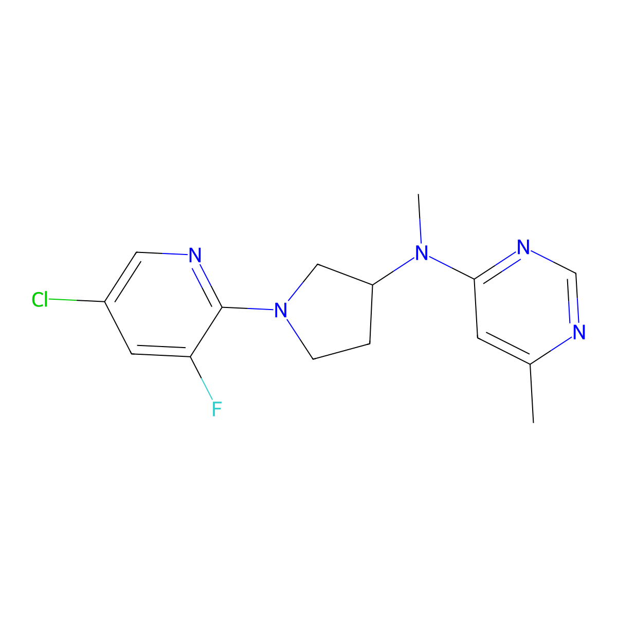 N-[1-(5-chloro-3-fluoropyridin-2-yl)pyrrolidin-3-yl]-N,6-dimethylpyrimidin-4-amine molecular structure, CAS 3030829-37-6