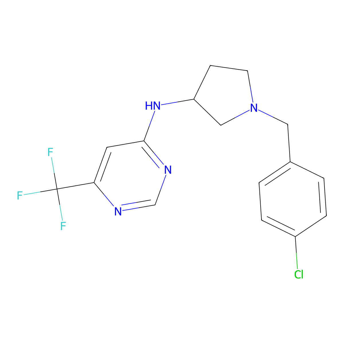N-{1-[(4-chlorophenyl)methyl]pyrrolidin-3-yl}-6-(trifluoromethyl)pyrimidin-4-amine molecular structure, CAS 3030829-42-3