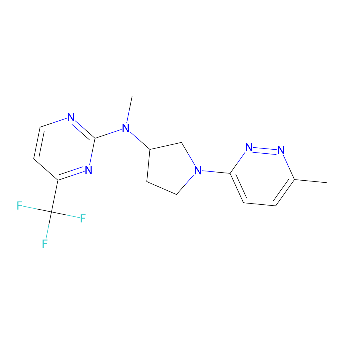 N-methyl-N-[1-(6-methylpyridazin-3-yl)pyrrolidin-3-yl]-4-(trifluoromethyl)pyrimidin-2-amine molecular structure, CAS 3030829-47-8