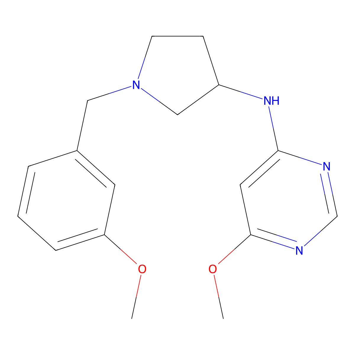 6-methoxy-N-{1-[(3-methoxyphenyl)methyl]pyrrolidin-3-yl}pyrimidin-4-amine molecular structure, CAS 3030829-49-0