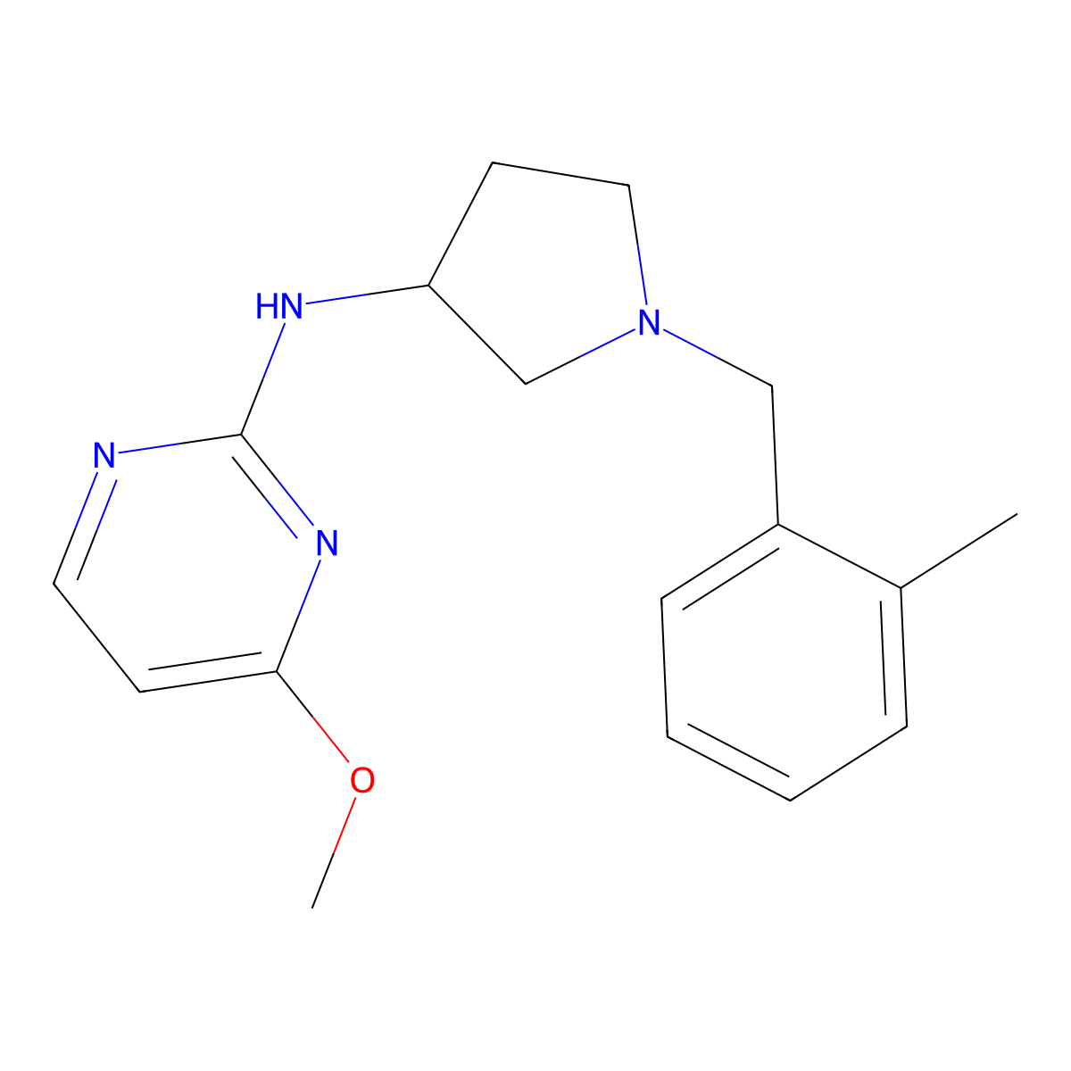 4-methoxy-N-{1-[(2-methylphenyl)methyl]pyrrolidin-3-yl}pyrimidin-2-amine molecular structure, CAS 3030829-54-7