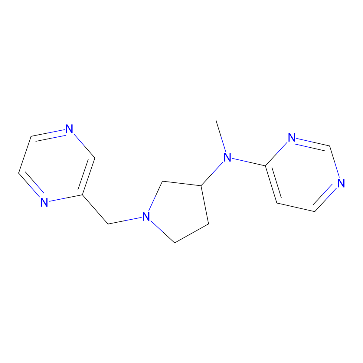 N-methyl-N-{1-[(pyrazin-2-yl)methyl]pyrrolidin-3-yl}pyrimidin-4-amine molecular structure, CAS 3030829-61-6