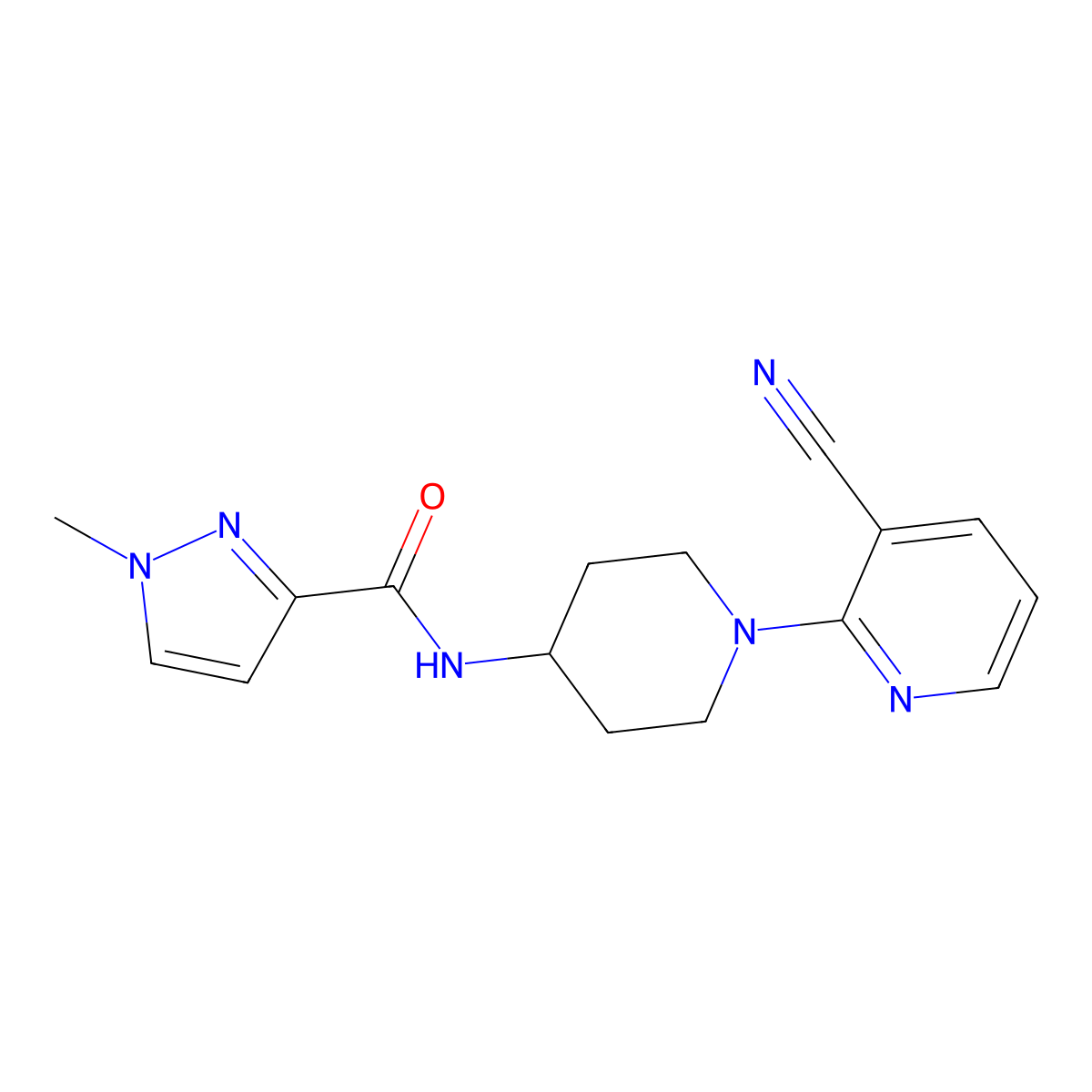 N-[1-(3-cyanopyridin-2-yl)piperidin-4-yl]-1-methyl-1H-pyrazole-3-carboxamide molecular structure, CAS 3030829-72-9