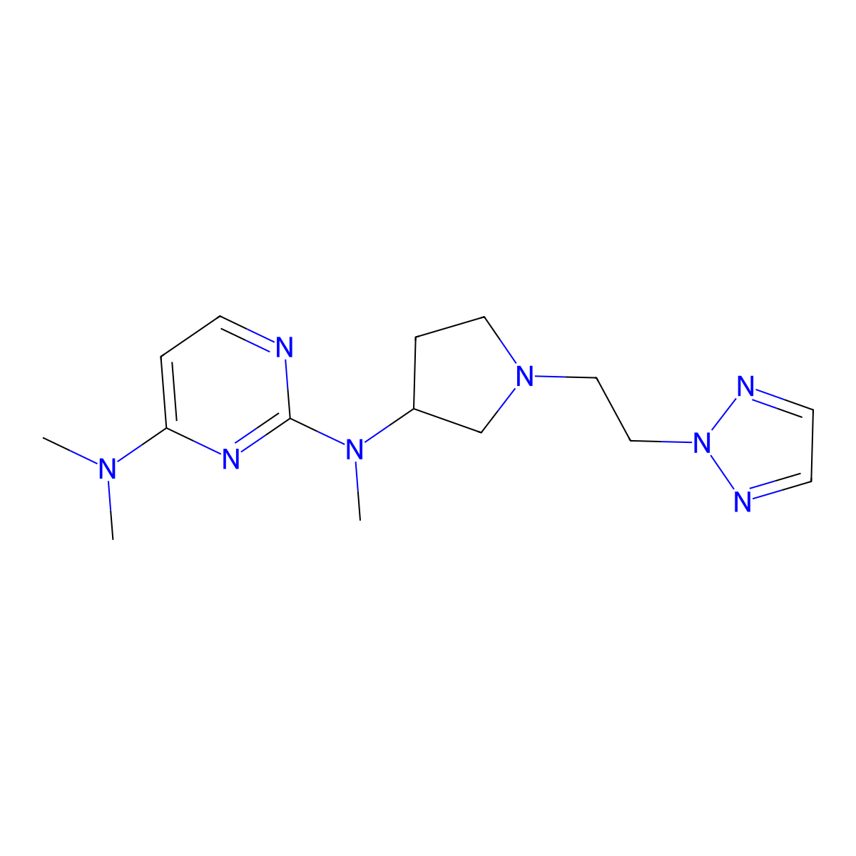 N2,N4,N4-trimethyl-N2-{1-[2-(2H-1,2,3-triazol-2-yl)ethyl]pyrrolidin-3-yl}pyrimidine-2,4-diamine molecular structure, CAS 3030829-74-1