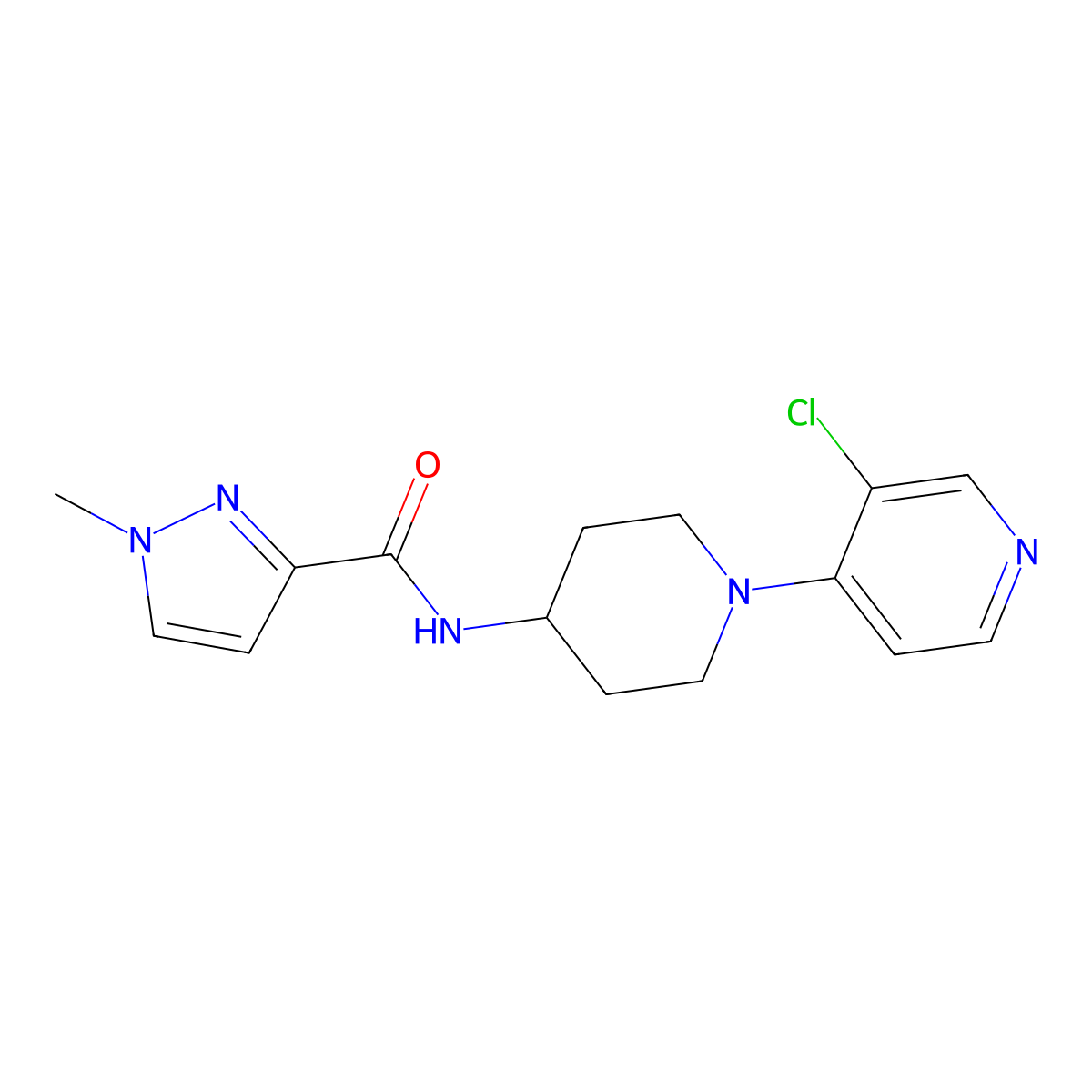 N-[1-(3-chloropyridin-4-yl)piperidin-4-yl]-1-methyl-1H-pyrazole-3-carboxamide molecular structure, CAS 3030829-75-2