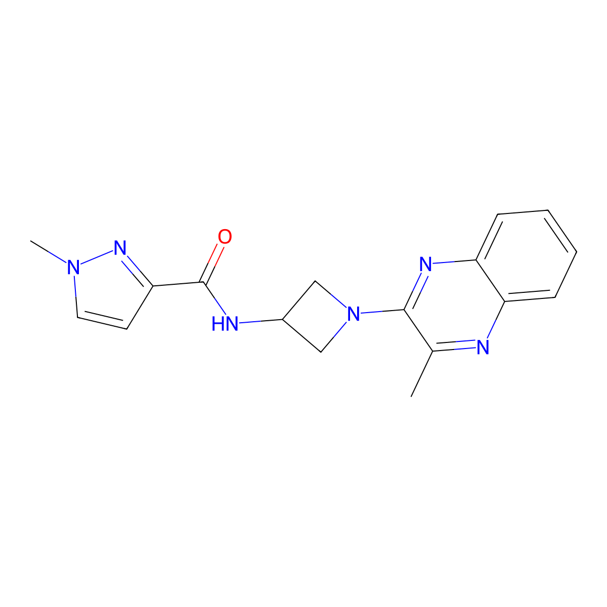 1-methyl-N-[1-(3-methylquinoxalin-2-yl)azetidin-3-yl]-1H-pyrazole-3-carboxamide molecular structure, CAS 3030829-81-0
