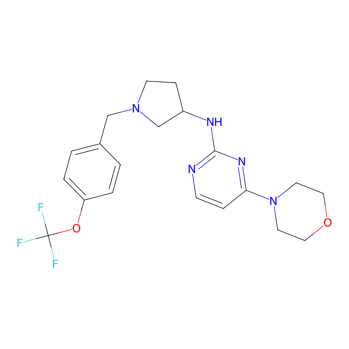 4-(morpholin-4-yl)-N-(1-{[4-(trifluoromethoxy)phenyl]methyl}pyrrolidin-3-yl)pyrimidin-2-amine molecular structure, CAS 3030829-83-2