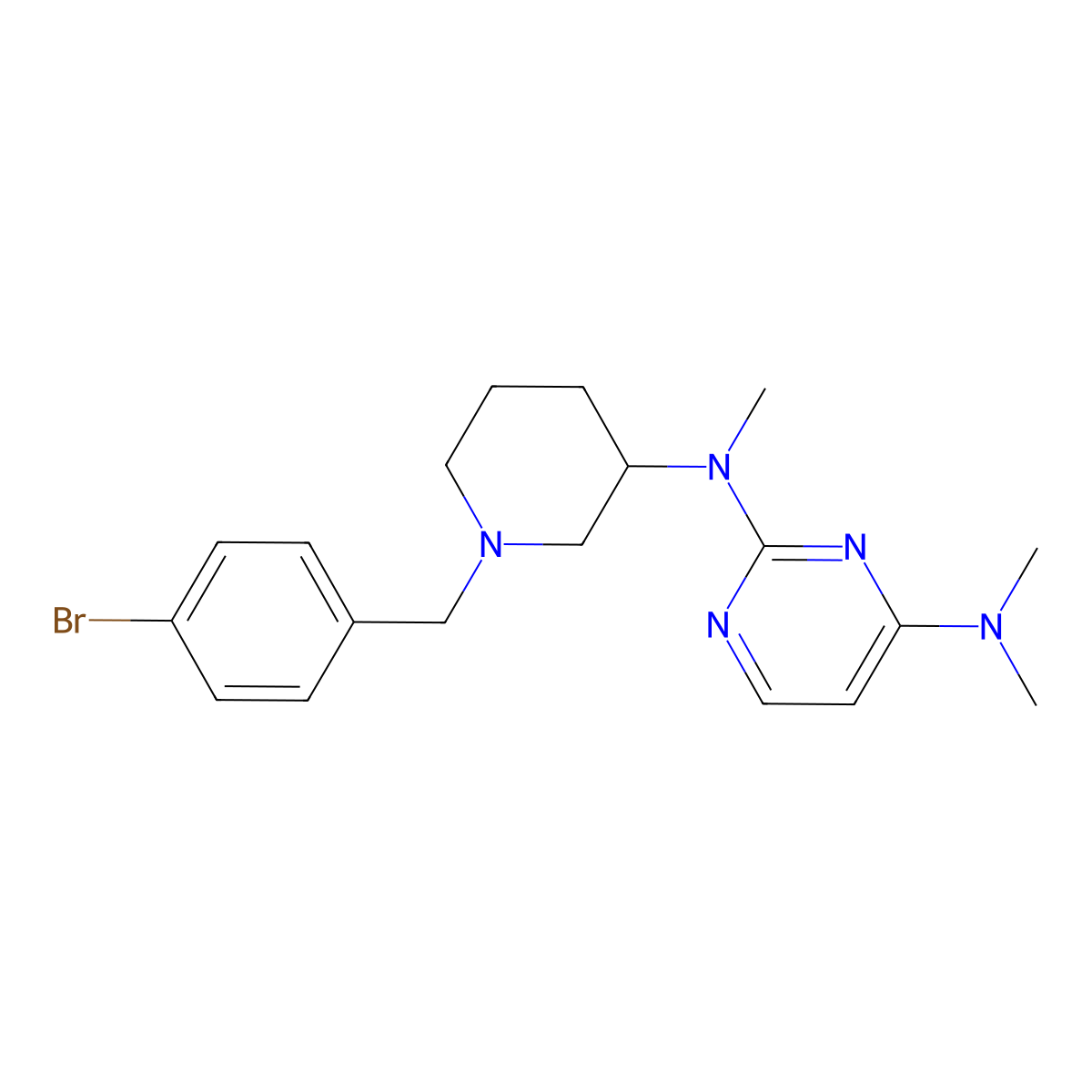 2-N-[1-[(4-bromophenyl)methyl]piperidin-3-yl]-2-N,4-N,4-N-trimethylpyrimidine-2,4-diamine molecular structure, CAS 3030829-84-3