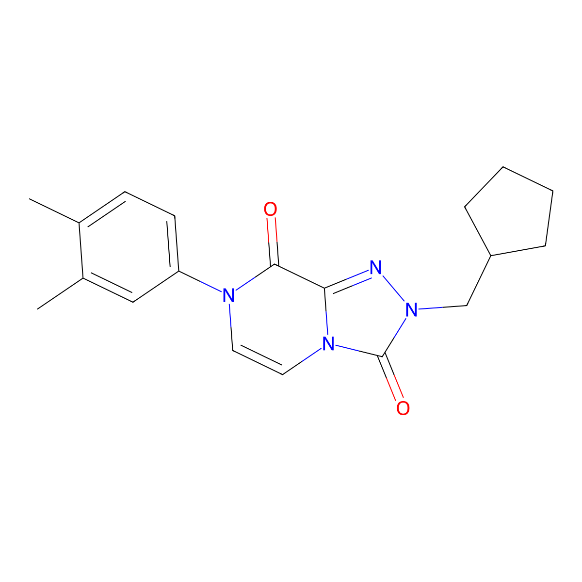 2-(cyclopentylmethyl)-7-(3,4-dimethylphenyl)-2H,3H,7H,8H-[1,2,4]triazolo[4,3-a]pyrazine-3,8-dione molecular structure, CAS 3030829-91-2