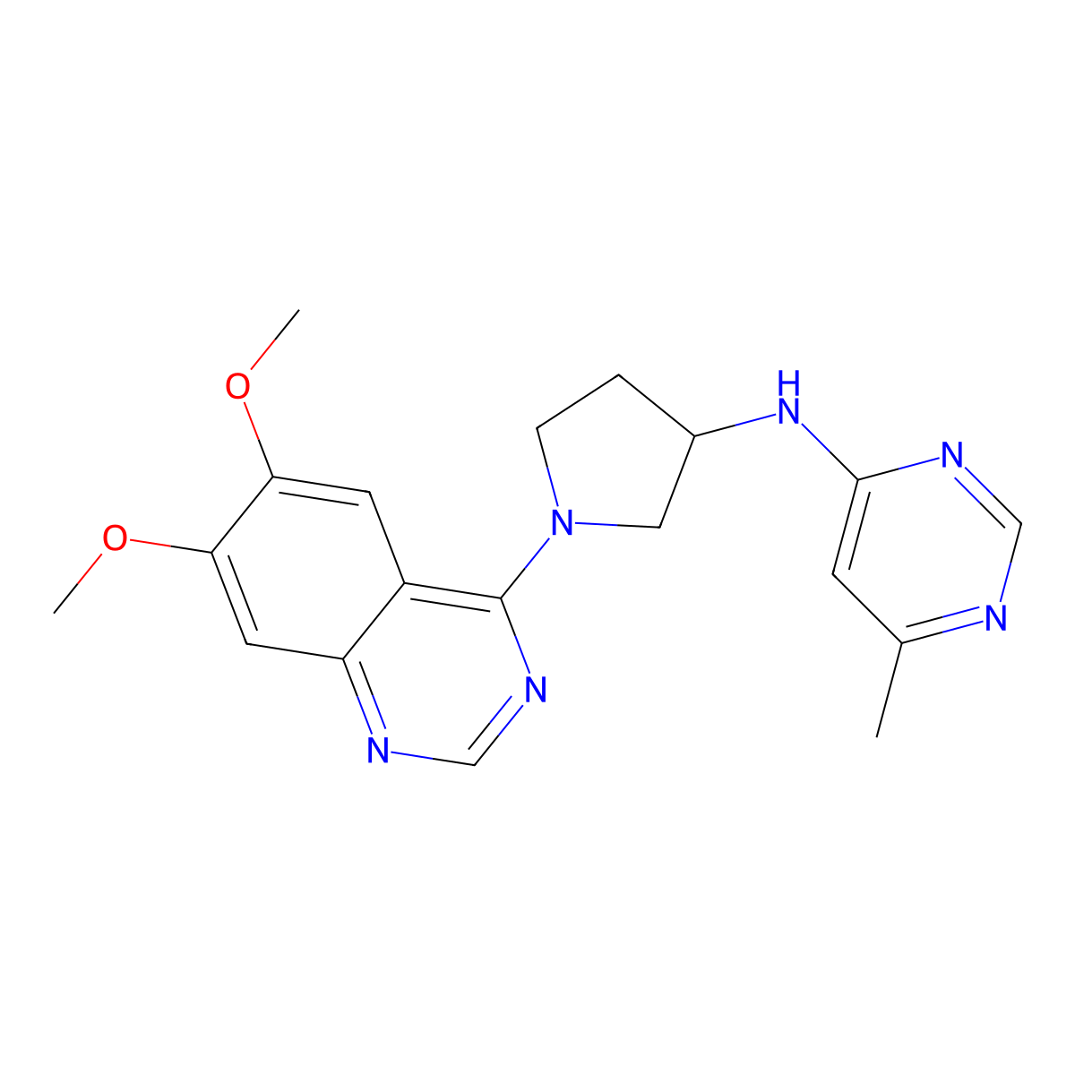 N-[1-(6,7-dimethoxyquinazolin-4-yl)pyrrolidin-3-yl]-6-methylpyrimidin-4-amine molecular structure, CAS 3030829-92-3