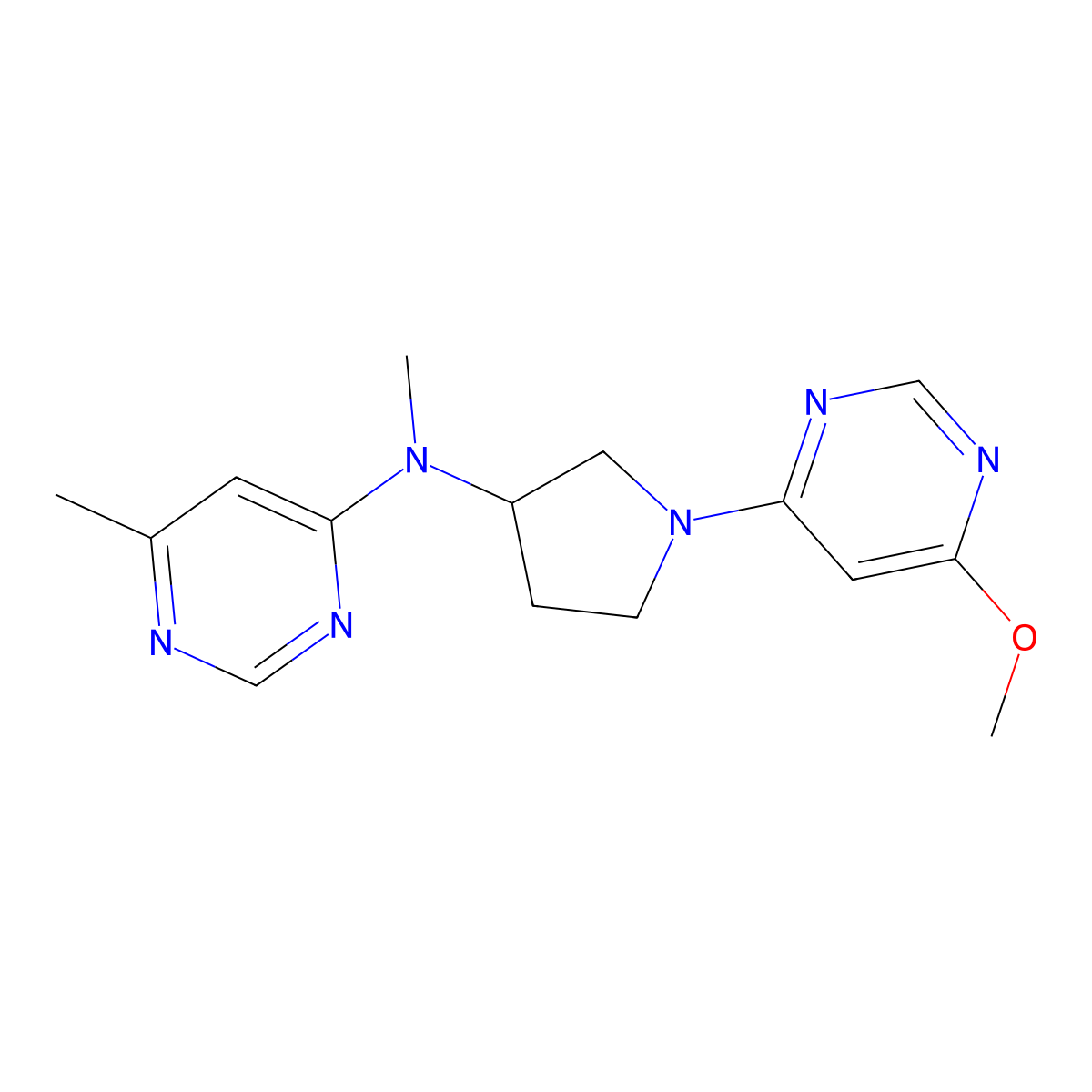 N-[1-(6-methoxypyrimidin-4-yl)pyrrolidin-3-yl]-N,6-dimethylpyrimidin-4-amine molecular structure, CAS 3030829-95-6